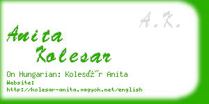 anita kolesar business card